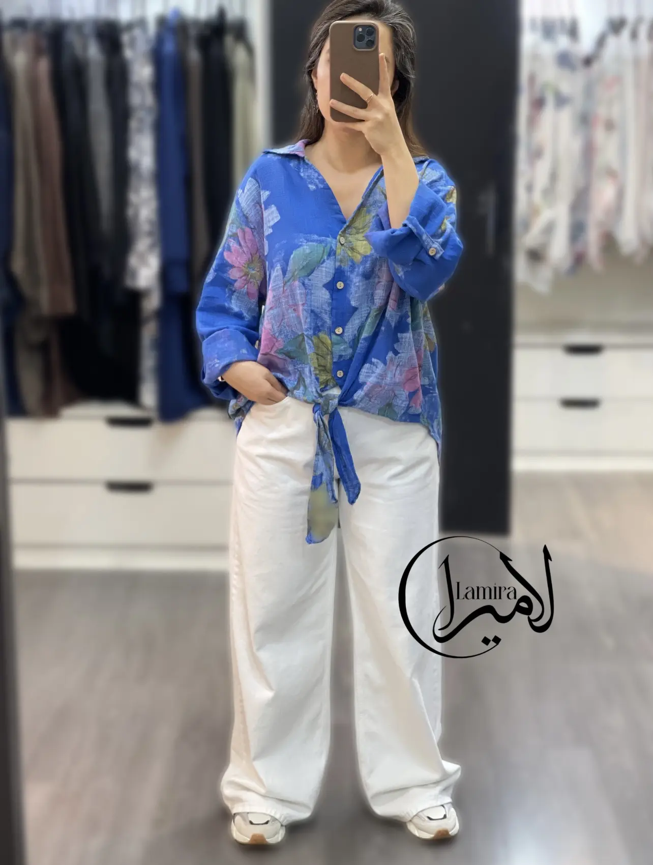 شومیز لینن ایتالیایی جلو گره ای ❌طرح پیچک